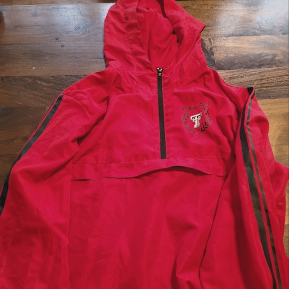 PINK Collegiate brand Texas Tech windbreaker hood half zip. EUC worn once - Picture 1 of 5
